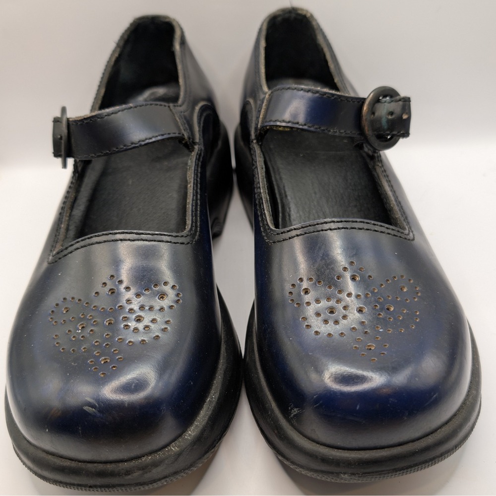 Vintage Dansko Navy Blue Leather Butterfly Perforated Mary Jane Clogs 41 (10)